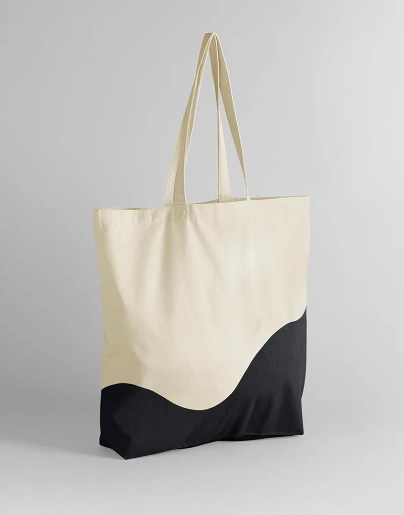 Τσάντα Maxi Tote W235 Westford Mill Organic Cotton Wave Print Natural/Black