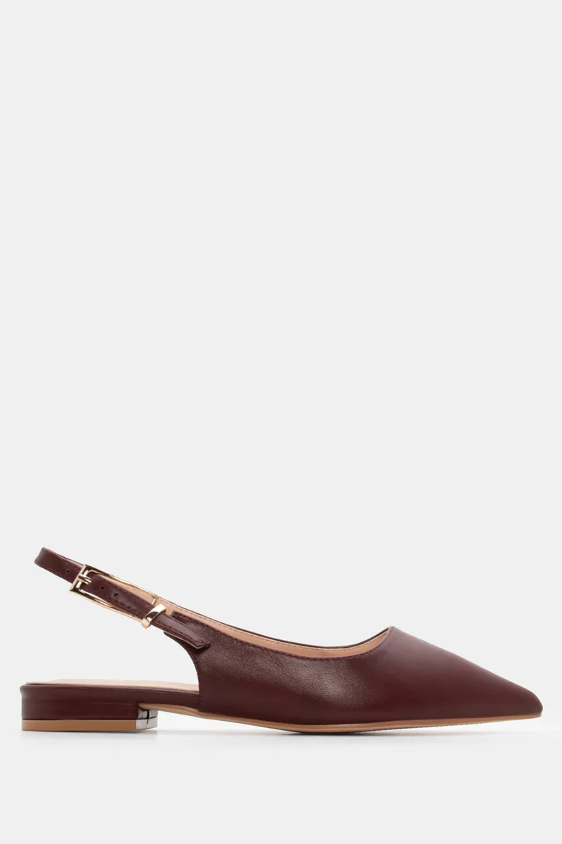 Γοβάκια Μυτερά Slingback με Τόκα - Μπορντό