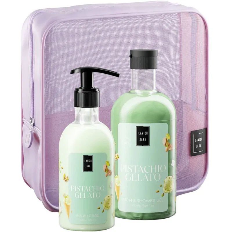 Lavish Care Promo Pistachio Gelato Bath & Shower Gel 500ml & Body Lotion 300ml & Νεσεσέρ 1 Τεμάχιο
