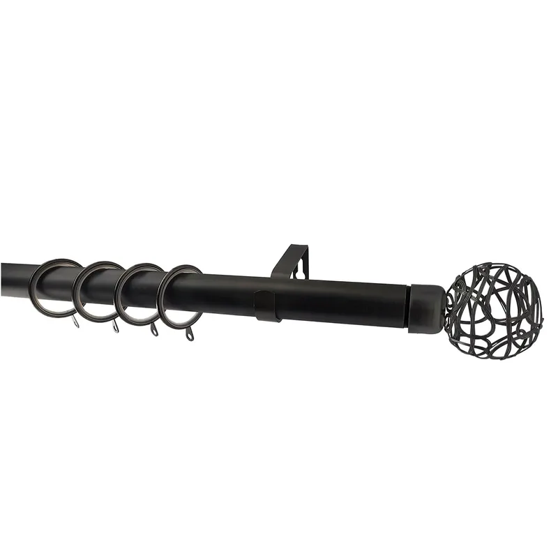 Κουρτινόξυλο Φ28mm Μονό Επεκτεινόμενο 160-300cm Με Άκρα Grace Industrial Black 998185