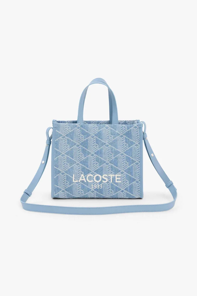 Lacoste γυναικεία τσάντα tote με all-over monogram "Small Heritage" - NF5233HK Μπλε Ανοιχτό