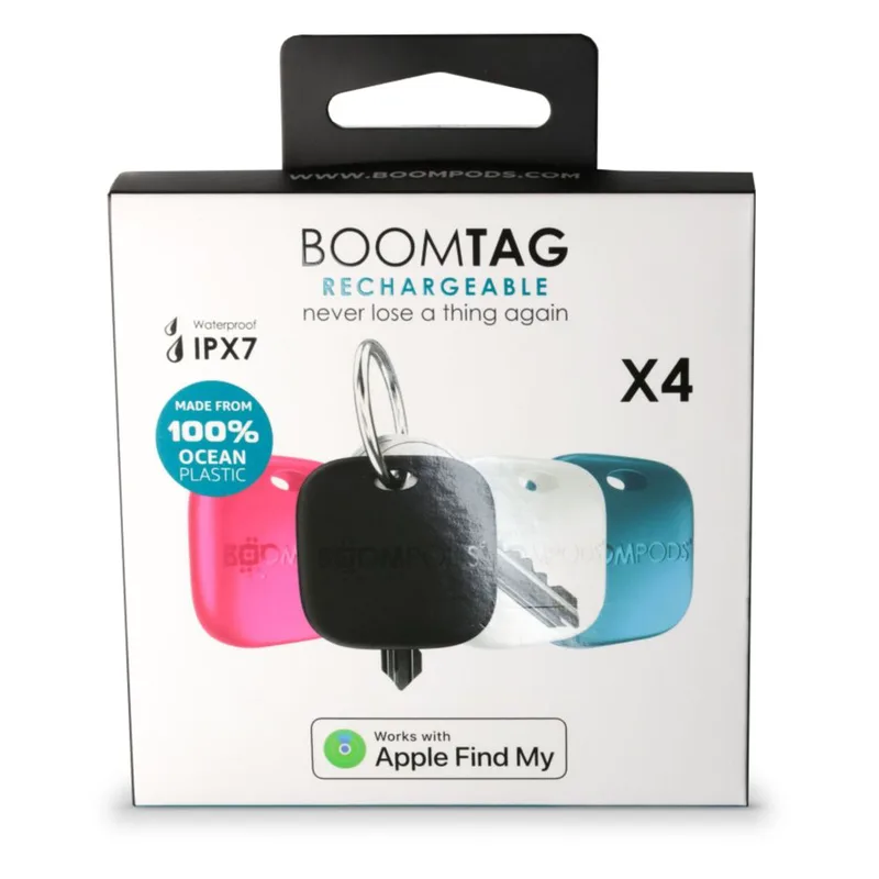 Boompods Boomtag Rechargeable 4 pcs - Black, Blue, White, Ροζ