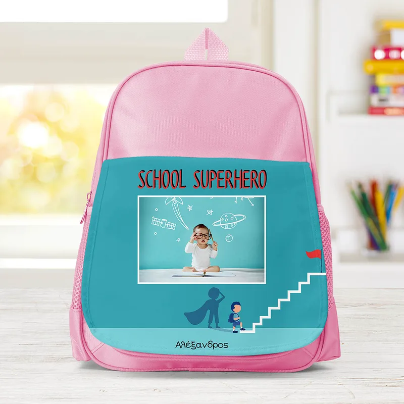 School Superhero - Σχολική Τσάντα Μονόχρωμη - Ροζ