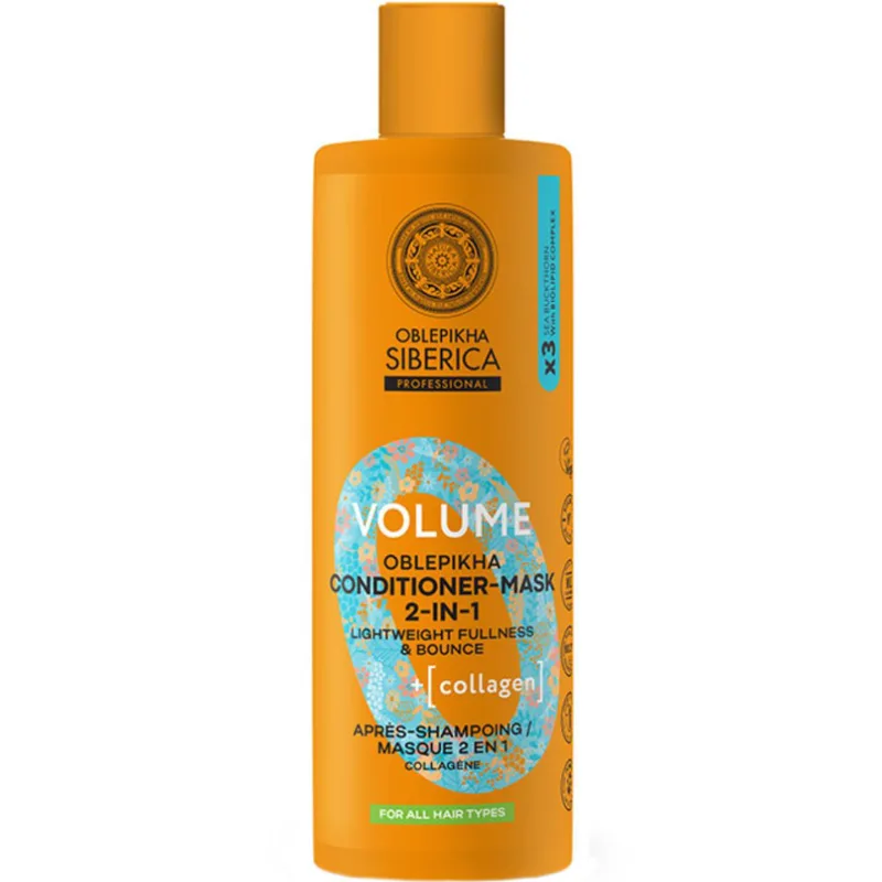 Oblepikha Siberica Professional Volume with Biolipid Complex & Collagen Conditioner-Mask 2-In-1 Μαλακτική Κρέμα-Μάσκα Μάλλιων 2σε1 για Ενίσχυση Όγκου με Κολλαγόνο για Όλους τους Τύπους Μαλλιών 400ml