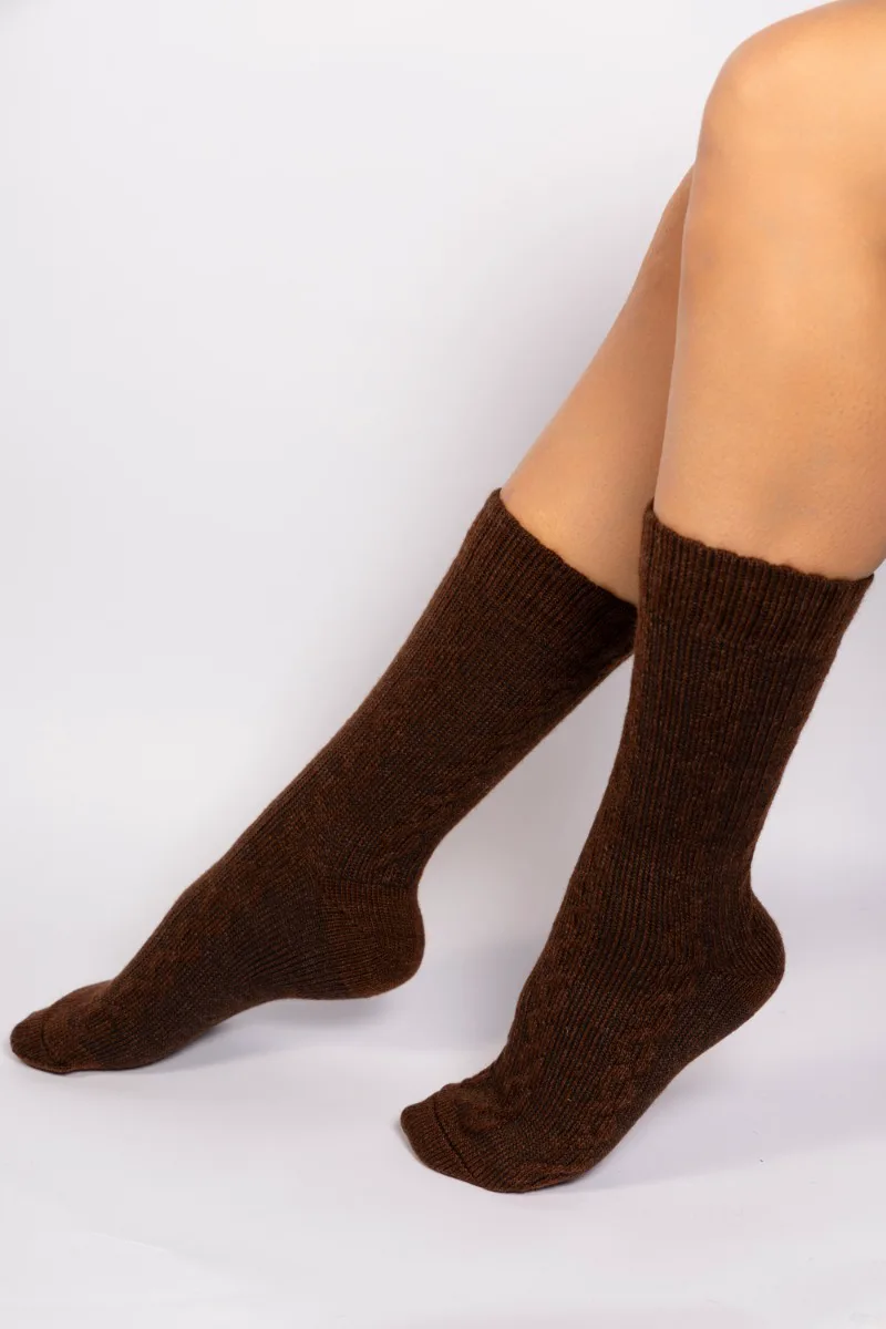 Κάλτσες γυναικείες knitted μάλλινες Soma SS6021-Καφέ