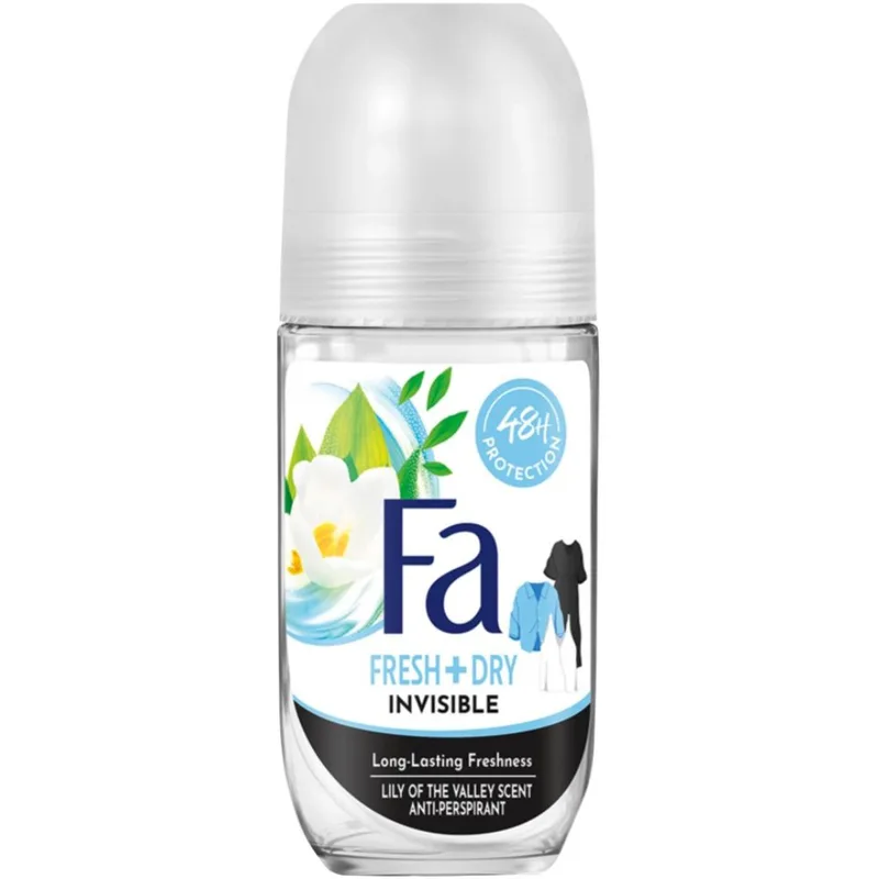 Fa Invisible Fresh & Dry 48h Anti Perspirant Deodorant Roll on Αποσμητικό 48ωρης Προστασίας Από τον Ιδρώτα & την Υγρασία Κατά των Λεκέδων 50ml