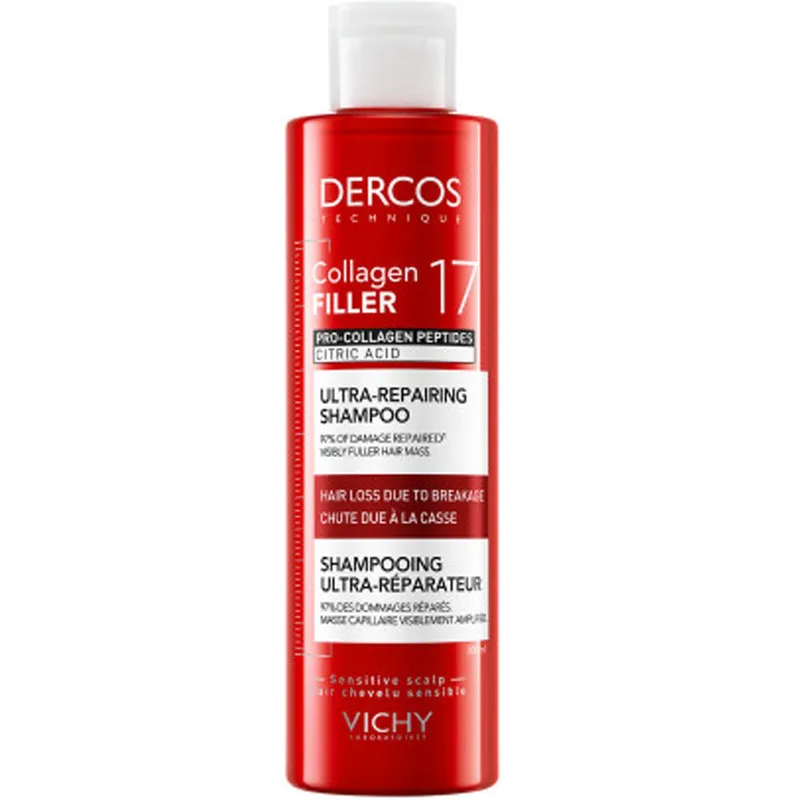 Vichy Dercos Collagen 17 Filler Ultra-Repairing Shampoo Σαμπουάν για Δράση Κατά της Τριχόπτωσης & Θραύσης των Μαλλιών με Πεπτίδια Προ-Κολλαγόνου & Κιτρικό Οξύ 200g