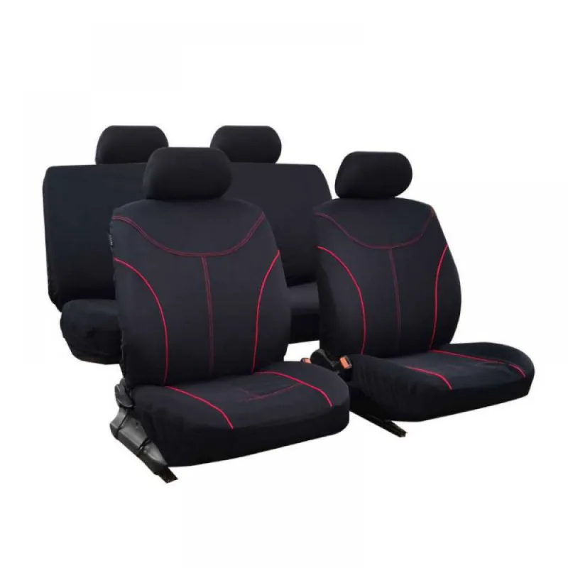 Σετ Καλύμματα Καθισμάτων Αυτοκινήτου Universal W15505-9 Μαύρα-Κόκκινα