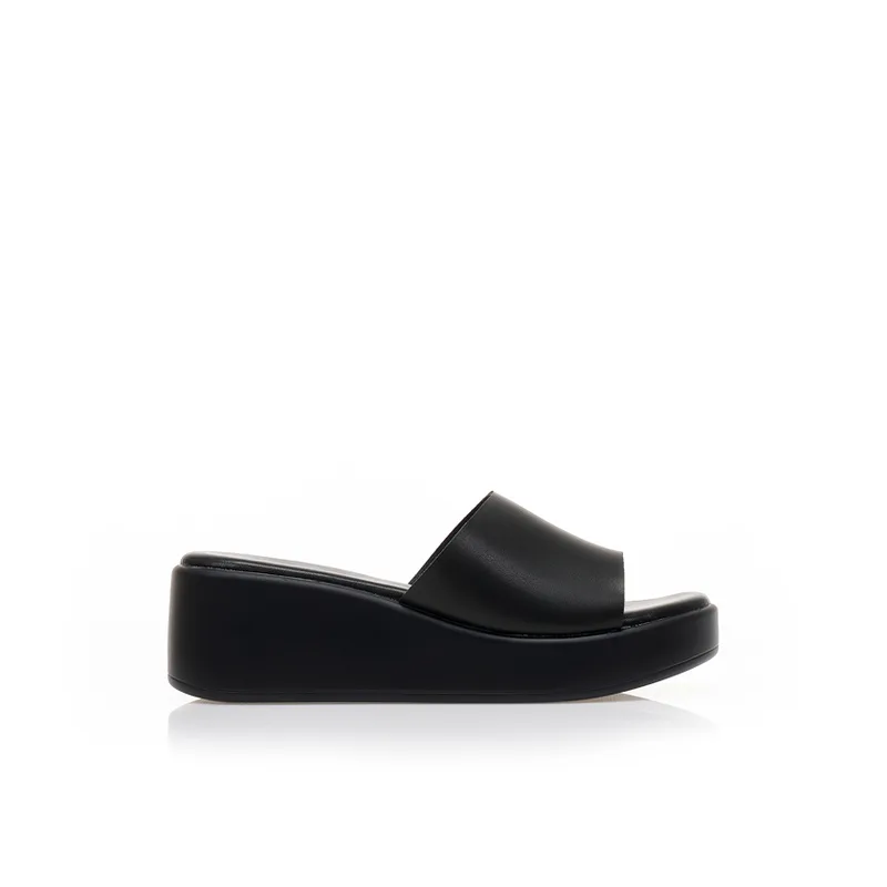 Flatforms TSOUKALAS μαύρα δερματίνη ΜΑΥΡΟ
