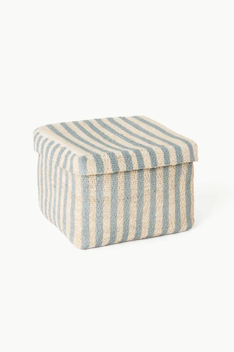 Coincasa διακοσμητικό καλάθι με καπάκι 22 x 22 x 16 cm - 006813865 Λευκό - Μπλε