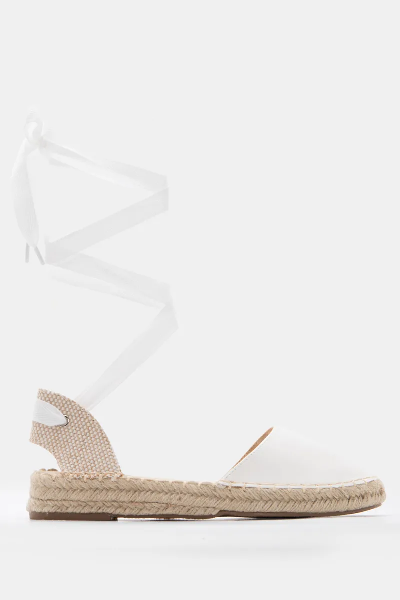 LUIGI DESIGN - Flat Εσπαντρίγιες Lace Up - Λευκό