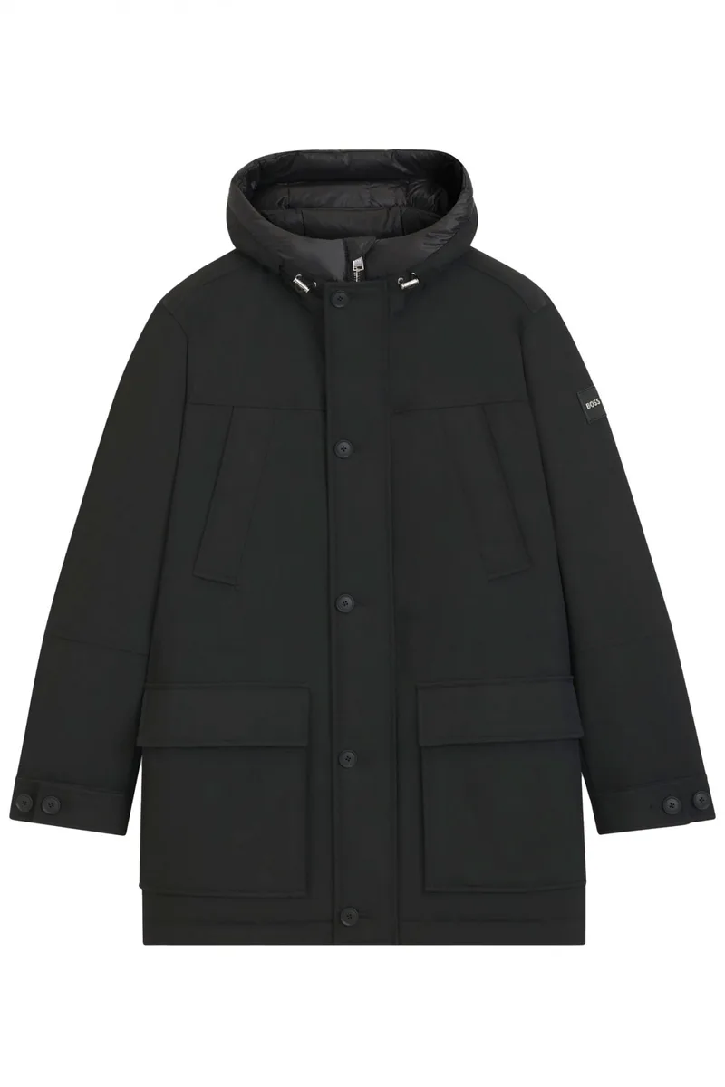 BOSS ΜΠΟΥΦΑΝ JACKET HOODIE H-DETONI ΜΑΥΡΟ