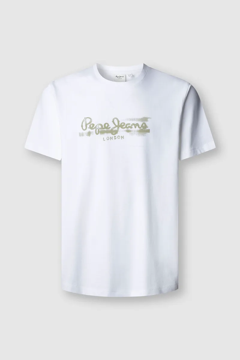 Pepe Jeans ανδρικό T-shirt μονόχρωμο με logo print "Fantasy" - PM5010292 Λευκό