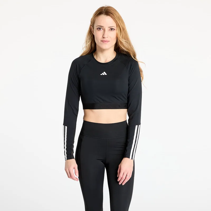 T-shirt adidas Hyperglam Training Cropped Long Sleeve Long-Sleeve Top Black/ White M