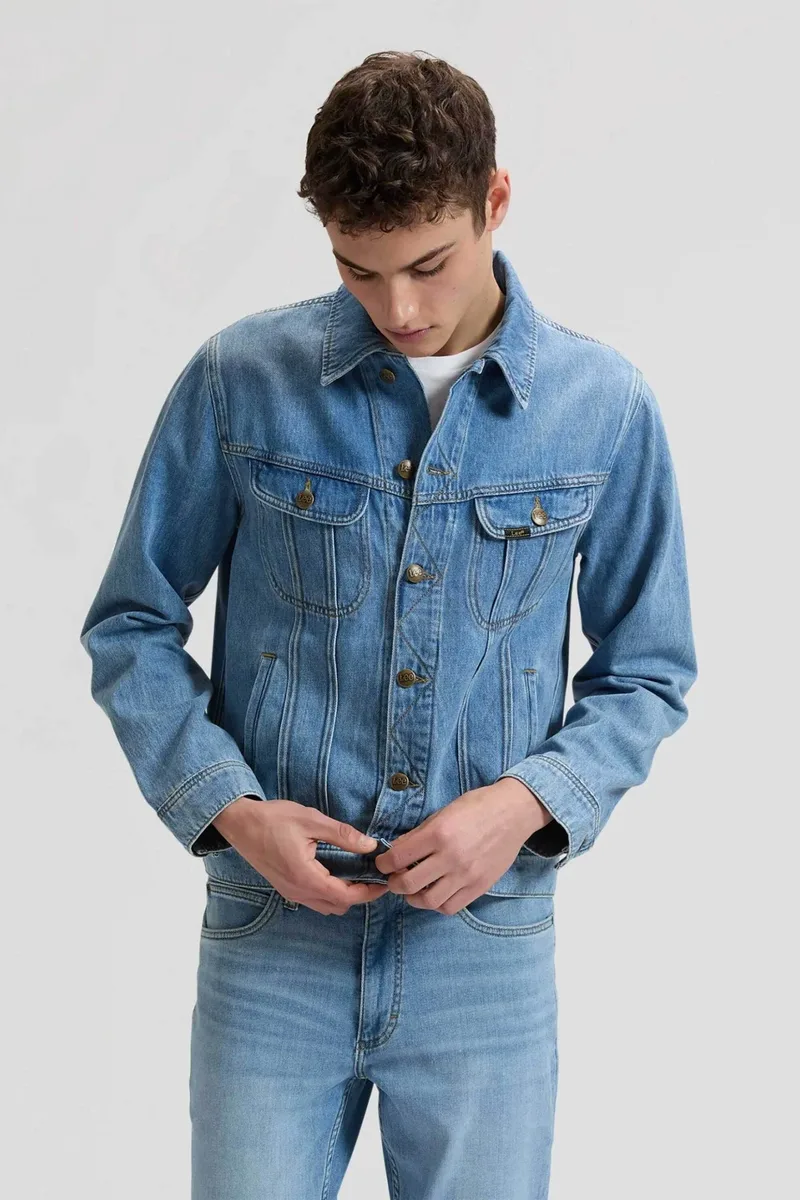 Lee® ανδρικό denim jacket με τσέπες στο στήθος "Rider Jacket" - 112377246 Denim Blue