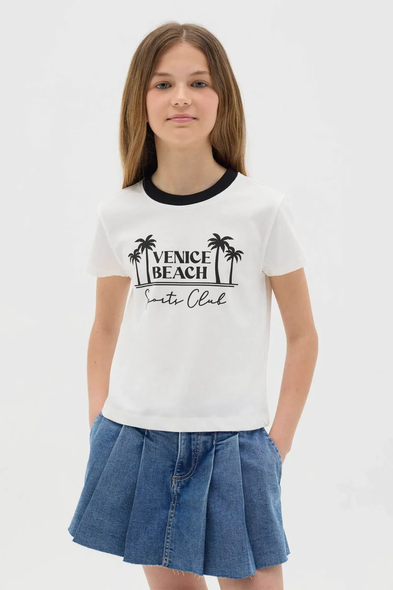 OVS παιδικό T-shirt με print Regular Fit - 002362555 Λευκό