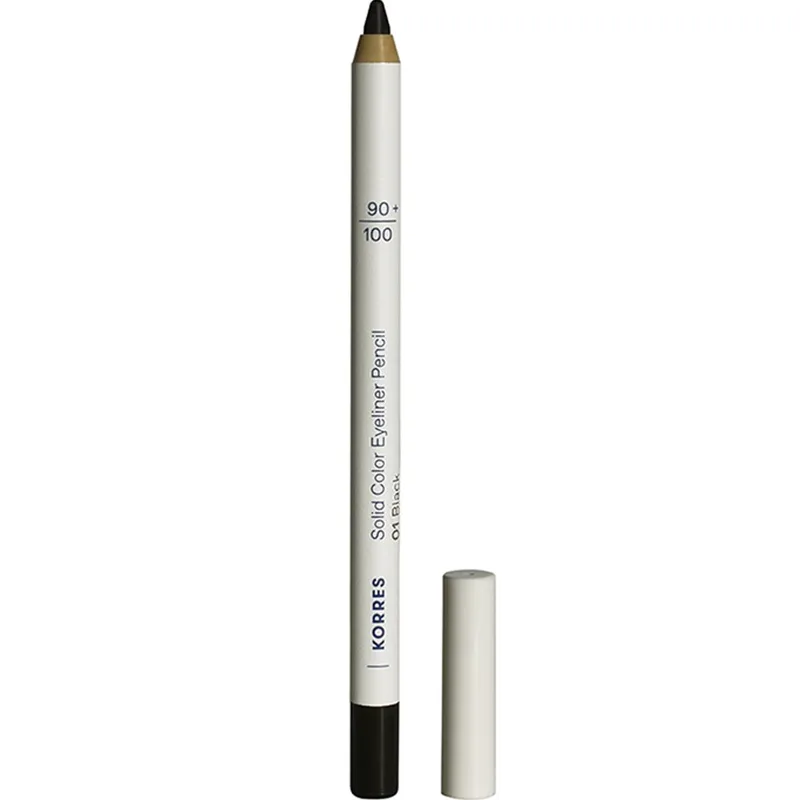 Korres Solid Color Eyeliner Pencil Απαλό Μολύβι Ματιών για Έντονο Χρώμα & για Τέλειο Περίγραμμα με Ένα Μόνο Πέρασμα 1,2g - 01 Black