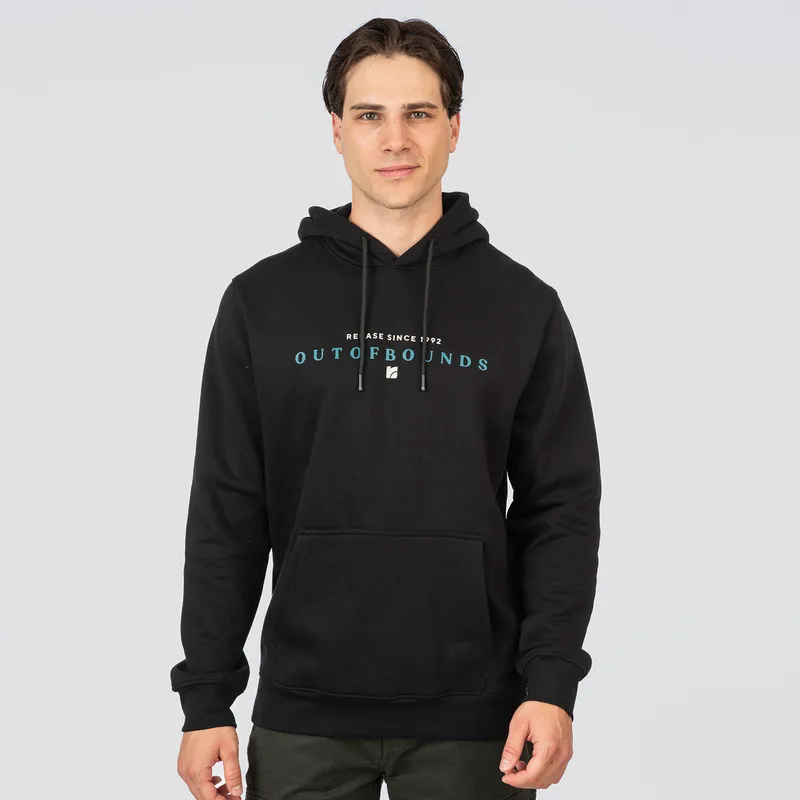 REBASE DOUBLE PRESSED PRINT BRUSHED FLEECE HOODIE ΜΑΥΡΟ