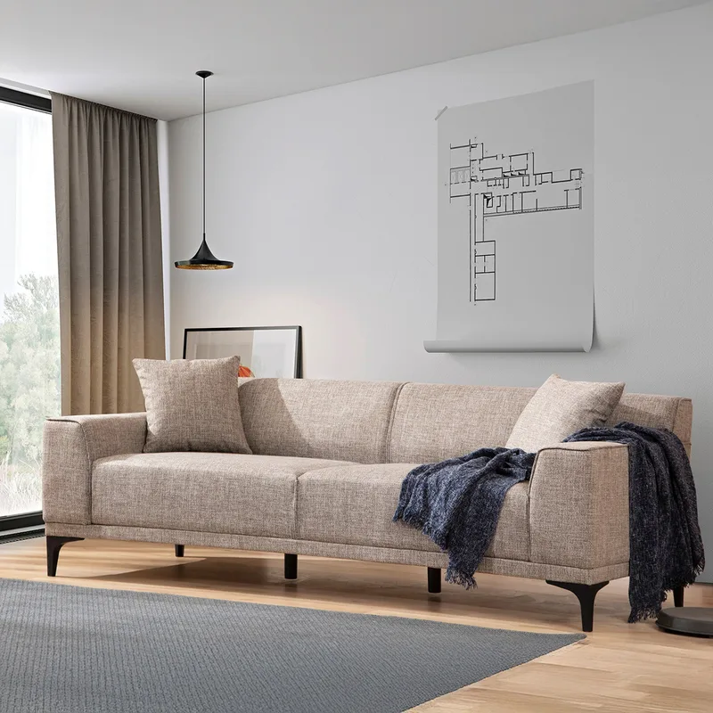 Τριθέσιος Καναπές Petra 3 - Fawn 560Are1527 (215x87x86)