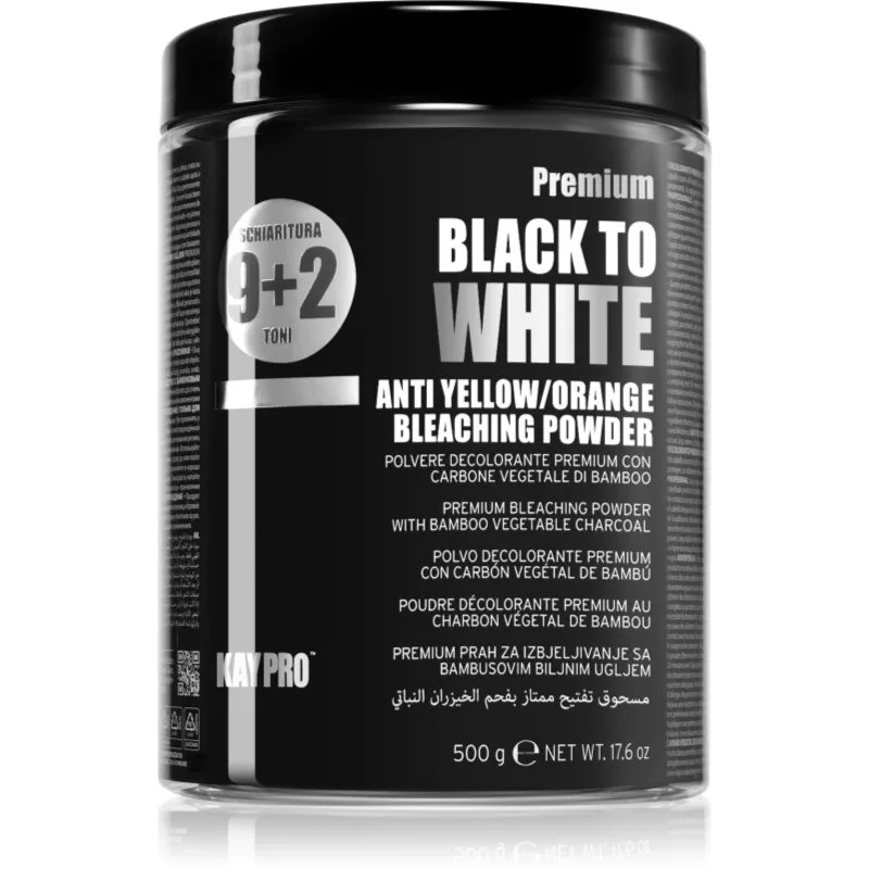 Kaypro Black To White Anti Yellow/Orange Bleaching Powder ξανοιχτική πούδρα λεύκανσης για τα μαλλιά για επαγγελματική χρήση 500 γρ
