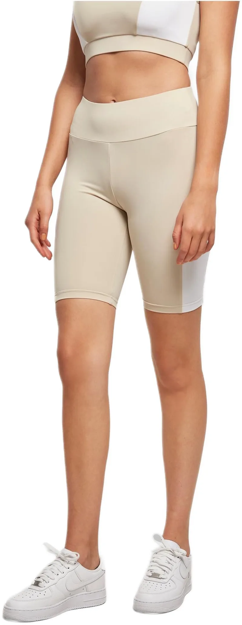 Ladies Color Block Cycle Shorts Urban Classics TB5021-03689 softseagrass/white