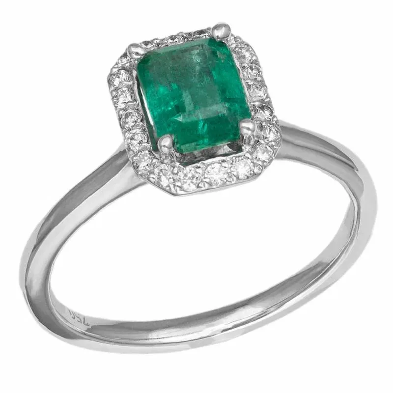Λευκόχρυσο δαχτυλίδι ροζέτα Κ18 Emerald and Diamonds 049292 049292 Χρυσός 18 Καράτια