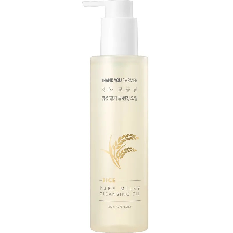 Thank You Farmer Rice Pure Milky Cleansing Oil Αναζωογονητικό, Ενυδατικό Καθαριστικό Έλαιο Προσώπου που Απομακρύνει Ρύπους & Μακιγιάζ, με Σύνθεση από Καθαρό Ρύζι, με Αντλία 200ml