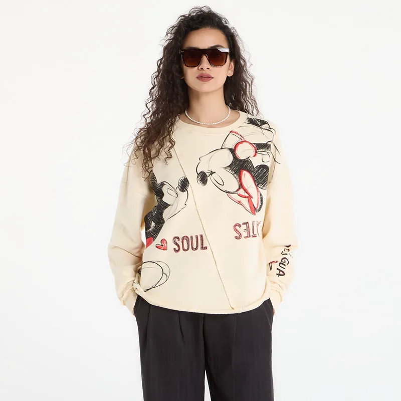 Φούτερ Desigual Sweat Muak Mickey Sweat Μπεζ S