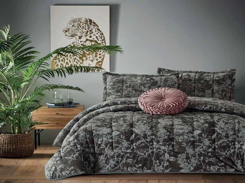 Πάπλωμα Υπέρδιπλο Elegant Βελούδο Γαρύφαλλο 220x240 - Γκρι