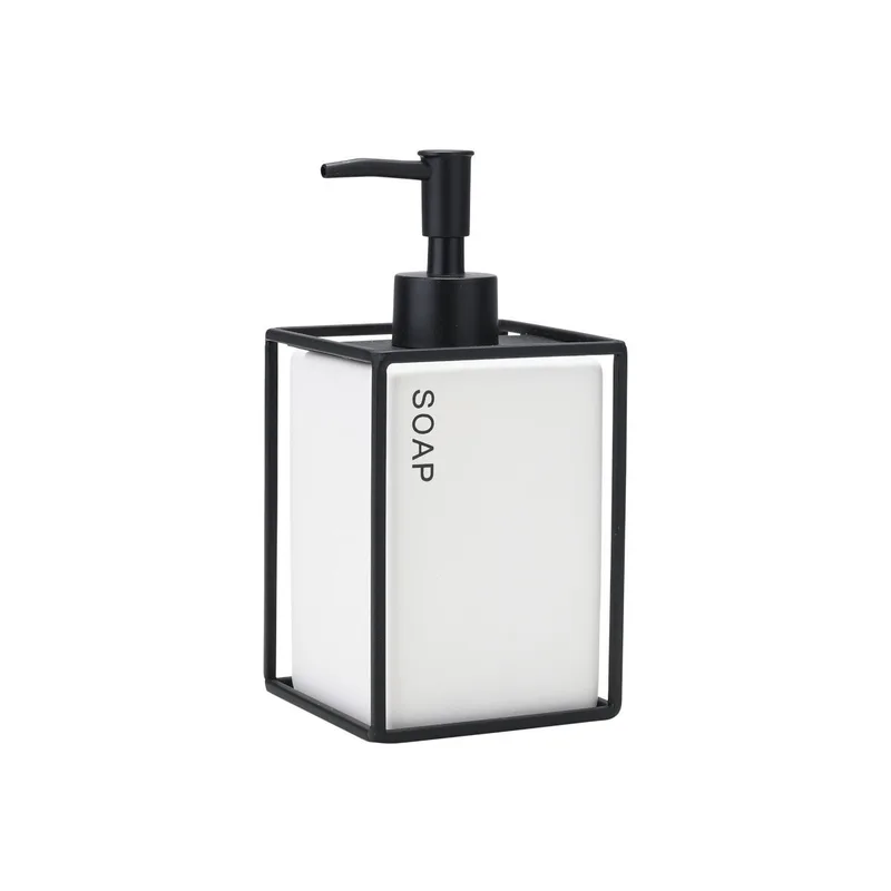 Estia αντλια σαπουνιου cage 450ml κεραμικη λευκη με μεταλλικο πλαισιο
