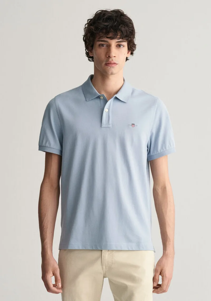 GANT Pique Polo Μπλούζα της σειράς Shield - 2210-1 474 Dove Blue