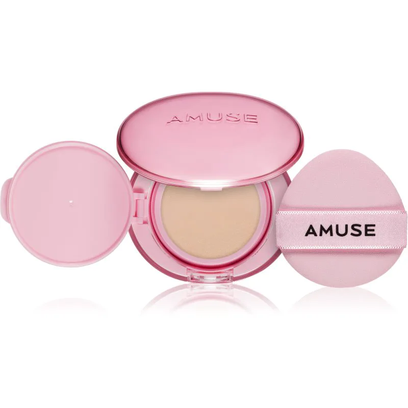 AMUSE Dew Power Vegan Cushion μακράς διαρκείας μεικ απ σε σφουγγαράκι για λαμπρότητα και λείανση επιδερμίδας απόχρωση 1.5 Natural 15 γρ