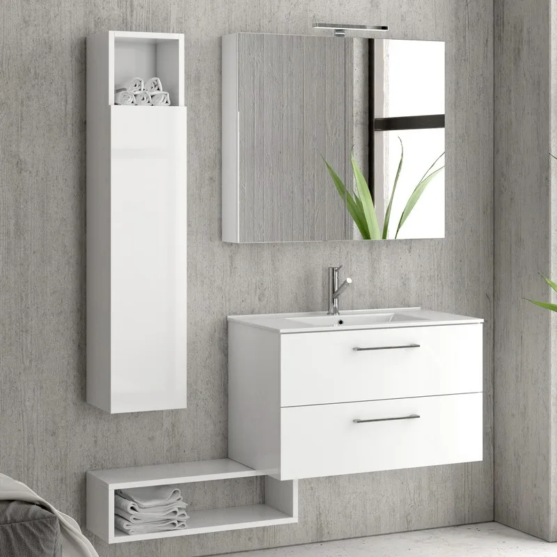 Έπιπλο με 2 Συρτάρια Premium Line Matt White (80x46.5cm) (Έπιπλο με Νιπτήρα + Καθρέφτη)