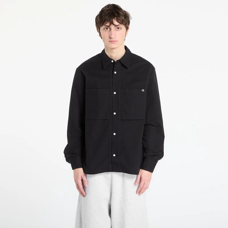 Πουκάμισο Calvin Klein Jeans Ls Cotton Twill Rela Shirt Black L