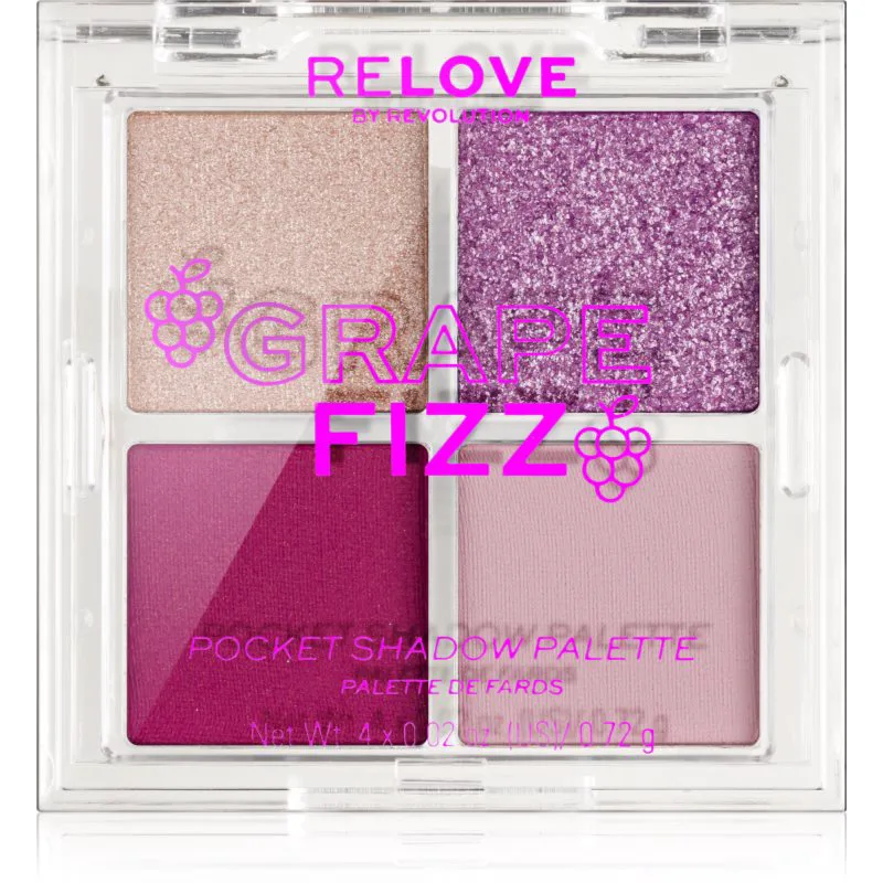 Revolution Relove Pocket Palette Παλέτα σκιών για τα μάτια απόχρωση Grape Fizz 4x0.72 γρ