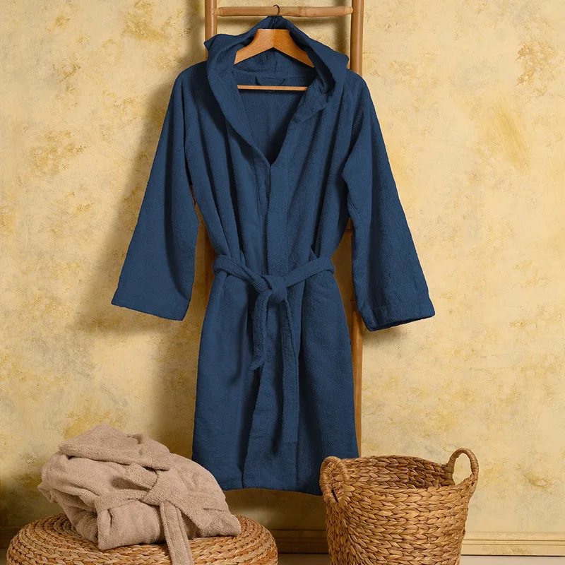 Μπουρνούζι Ενηλίκων Βαμβακερό Small Bloom Navy Blue Melinen 20003828 (Ύφασμα: Βαμβάκι 100%, Χρώμα: Μπλε, Μέγεθος: Small) - MELINEN - 20003828
