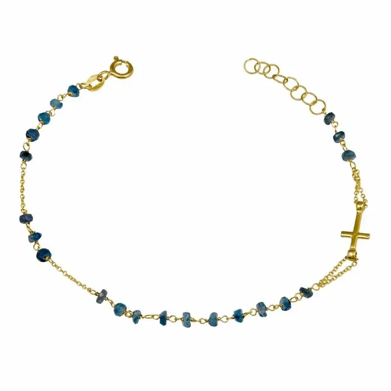Χρυσό βραχιόλι με σταυρουδάκι Κ14 Sapphires 048072 048072 Χρυσός 14 Καράτια