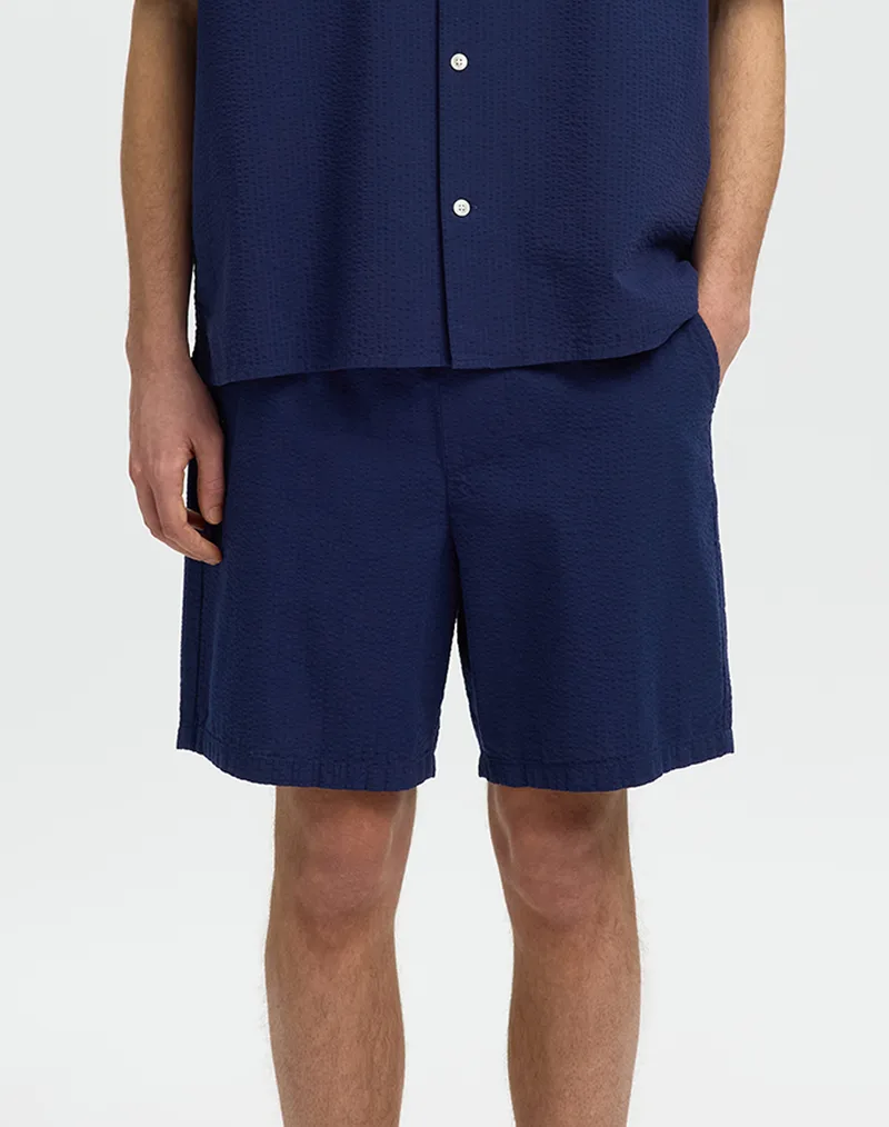 SELECTED SLHREGSTUART SEERSUCKER SHORTS 16101369-Ocean Cavern DarkBlue