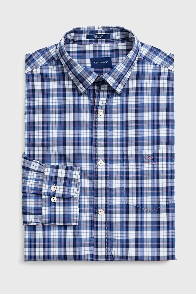 Gant ανδρικό πουκάμισο καρό Tech Prep™ Broadcloth Check - 3018230 Μπλε