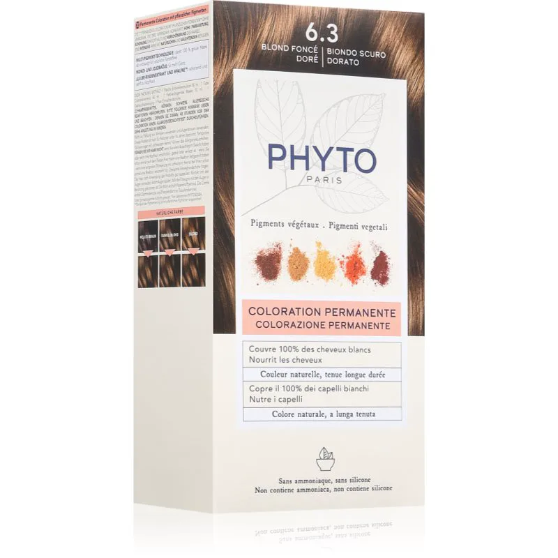 Phyto Color βαφή μαλλιών χωρίς αμμωνία απόχρωση 6.3 Dark Golden Blonde 1 τμχ