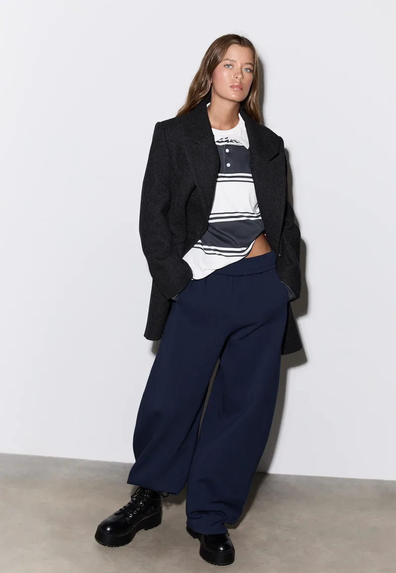 Stradivarius Oversize Ριγέ Μπλούζα Πόλο 0-252 M