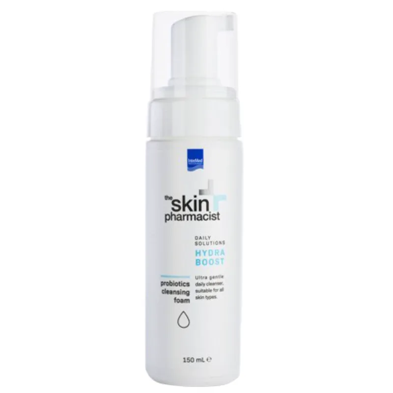 Intermed The Skin Pharmacist Hydra Boost Probiotics Cleansing Foam Απαλός Καθαριστικός Αφρός Προσώπου για Απομάκρυνση των Νεκρών Κυττάρων & Διατήρηση της Υγρασίας της Επιδερμίδας 50ml