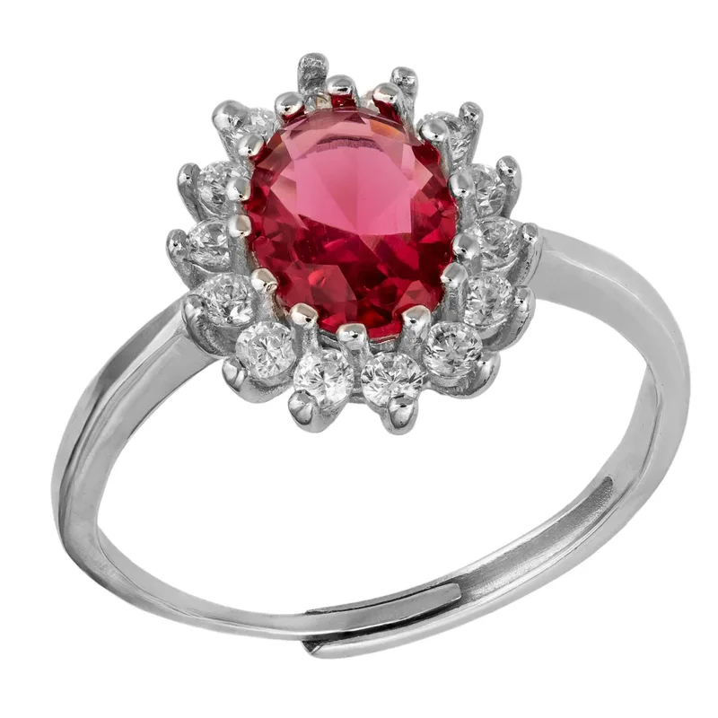 Ασημένιο δαχτυλίδι ροζέτα Light Red 925 054350 054350 Ασήμι