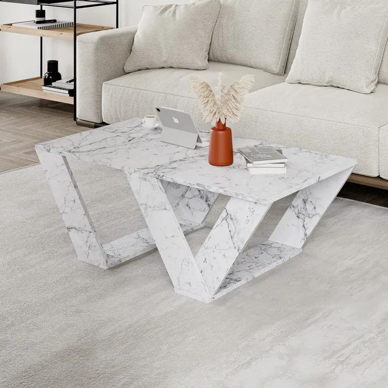 Τραπεζάκι Σαλονιού Pipra - Carrara Marble 776Hms2875 110x40x60 cm