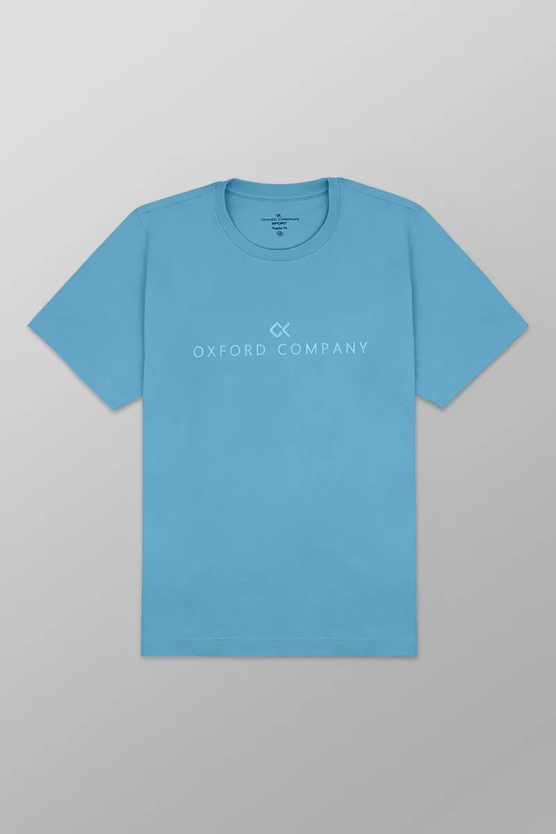 Oxford Company ανδρικό T-shirt μονόχρωμο με κεντημένο λογότυπο Regular Fit - K501-MZ20.11 Τυρκουάζ