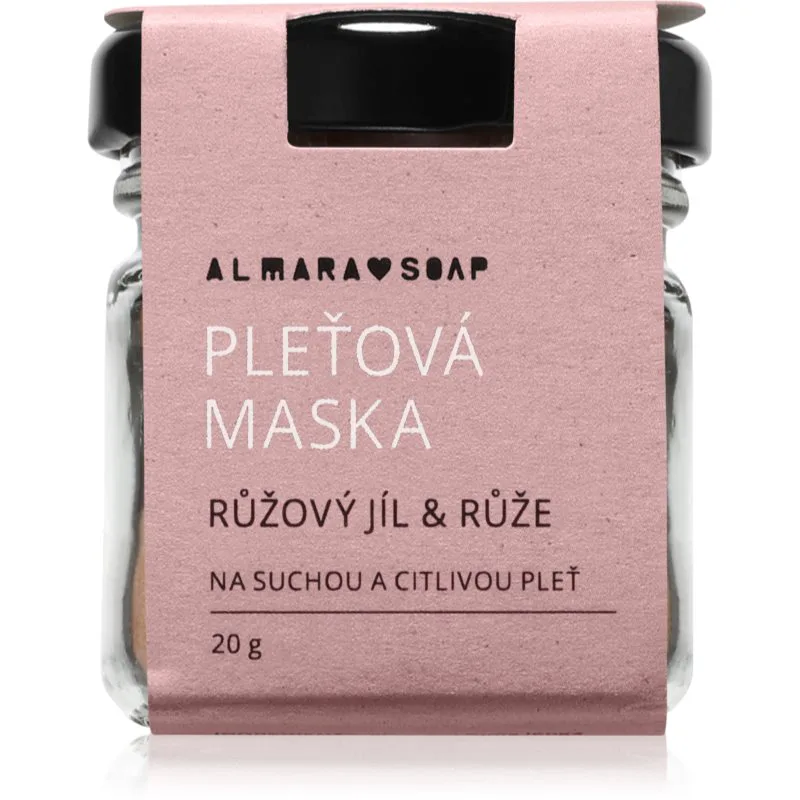 Almara Soap Face Ροζ Clay & Rose καταπραϋντική μάσκα προσώπου για πολύ ξηρή και ευαίσθητη επιδερμίδα 20 γρ