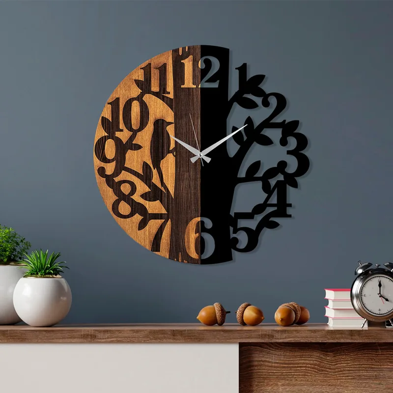 Ξύλινο Διακοσμητικό Ρολόι Τοίχου Wooden Clock - 71 539Tnl1170 Φ56
