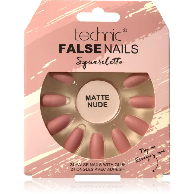 Technic Cosmetics False Nails Sqarletto Ψεύτικα νύχια Matte Nude 24 τμχ