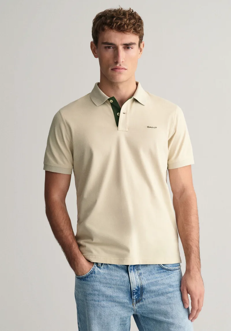 GANT Piqué Polo Μπλούζα της σειράς Contrast - 2062026 239 Silky Μπεζ
