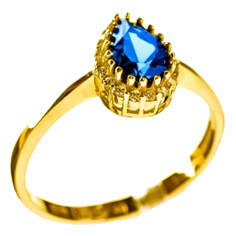 Δαχτυλίδι Ροζέτα σε Κίτρινο Χρυσό κ14 με blue london zircon Ν56 Psomas ΔΤ0653